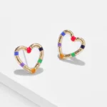 Orecchini a cuore multicolor smaltati stile boho chic - immagine 4
