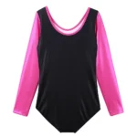 Body ginnastica bambina manica lunga nero e fucsia - immagine 4