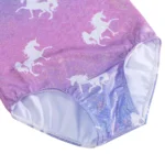 Body ginnastica bambina blu viola con cavallo cartoon - immagine 6