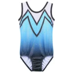 Body ginnastica bambina blu sfumato senza maniche - immagine 3