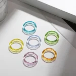 Anello geometrico in resina acrilica multicolore donna - immagine 2
