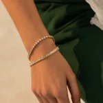 Bracciale tennis zirconi oro in acciaio inox donna - immagine 3