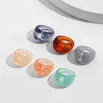 Set 3 anelli in resina colorata trasparente donna