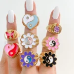 Anello cuore con occhio colorato smaltato per donna - immagine 4
