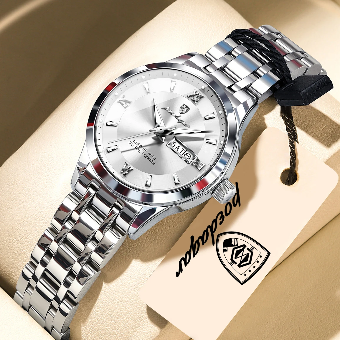 kf-S015d3af94cd24393aa35dfb43ee0581fS Orologio donna acciaio elegante impermeabile con data - immagine 1