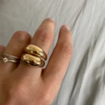 Set 2 anelli cerchio geometrici placcati oro donna - immagine 2