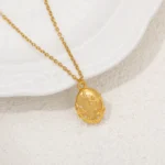 Collana medaglione ovale apribile con zirconi impermeabile