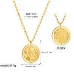 Collana rotonda con lettera e sole luna in acciaio - immagine 6