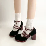 Scarpe Mary Jane donna con tacco spesso e fiocco - immagine 4