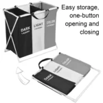 Cesto portabiancheria pieghevole 3 scomparti grande capacità - immagine 6