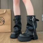 Stivaletti donna platform vintage con suola spessa - immagine 3