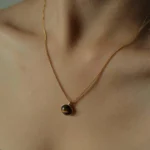 Collana ovale donna in pietra occhio di tigre vintage - immagine 5
