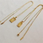 Collana rettangolare sole luna in acciaio inox - immagine 5