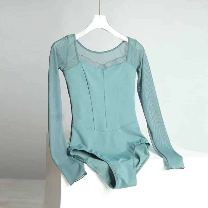 kf-S0cac22f0027e495b91fcd1665fc6f095c Body danza classica in pizzo a maniche lunghe - immagine 1