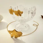 Set collana e orecchini foglia Ginkgo placcato oro - immagine 2