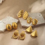 Orecchini nodo multistrato in acciaio 316L oro 18K