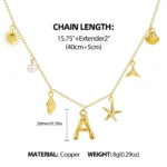 Collana con iniziale in bambù e ciondoli marini - immagine 6