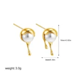 Orecchini a bottone oro vintage con perle bianche - immagine 6