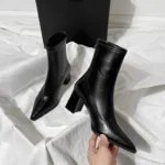 Stivaletti donna tacco spesso punta a punta vintage - immagine 5