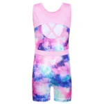 Body ginnastica bambina rosa senza maniche - immagine 2