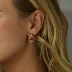 Set 3 paia orecchini nodo intrecciato in acciaio oro - immagine 3