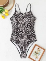 Costume intero leopardato donna a fascia con taglio alto - immagine 6