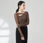 Top da ballo donna a maniche lunghe con inserti in rete - immagine 5