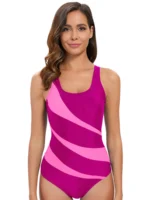 Costume intero sportivo donna a righe senza schienale - immagine 6