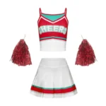 Costume cheerleader bambina 5-14 anni con pompon e gonna - immagine 6