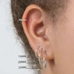 Set 3 paia orecchini a cerchio in acciaio inox oro e argento - immagine 2