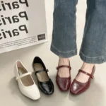 Scarpe Mary Jane donna con tacco spesso e punta quadrata