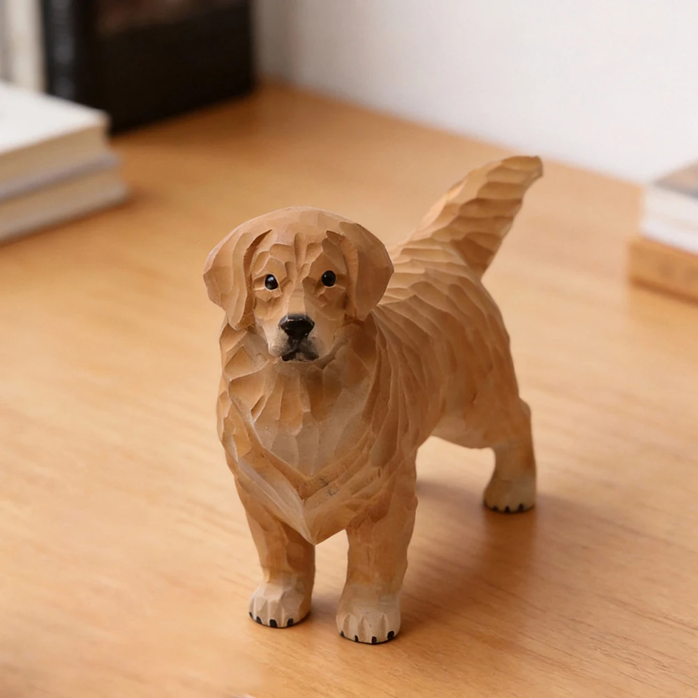 kf-S18088930f6c04dff87ce665f2f5ee78f1 Statuetta cane in legno Golden Retriever fatta a mano - immagine 1
