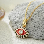 Collana malocchio smaltato con ciondolo occhi di cristallo - immagine 3