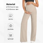Pantaloni premaman donna a gamba larga vita alta - immagine 2