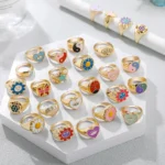 Anello cuore con occhio colorato smaltato per donna