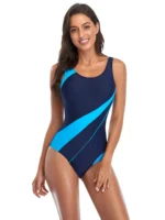 Costume intero sportivo donna a righe, schiena scoperta