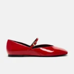 Scarpe da balletto rosse in pelle verniciata da donna - immagine 4
