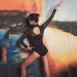 Body da danza e yoga donna in rete con maniche lunghe - immagine 2