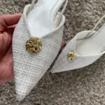 Sandali slingback tacco basso bianco eleganti donna - immagine 6