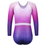 Body ginnastica artistica bambina con strass e maniche lunghe - immagine 2