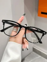 Occhiali da vista fashion con montatura rotonda trasparente - immagine 2