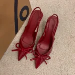 Sandali donna eleganti con tacco alto e nodo a farfalla