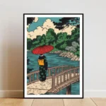 Poster giapponese vintage con fiore di ciliegio e tempio - immagine 5