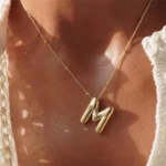 Collana donna lettera palloncino 3D in acciaio inox