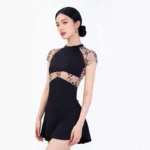 Body danza donna manica corta con ricami eleganti - immagine 4