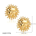 Orecchini vintage simbolo celeste in acciaio dorato 18K - immagine 6