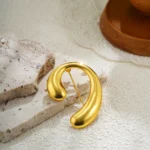 Spilla a goccia placcata oro in acciaio inox lucido - immagine 2