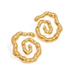 Orecchini a bottone donna onda twist placcati oro 18K