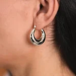 Orecchini a cerchio dorati spessi in acciaio inox - immagine 6