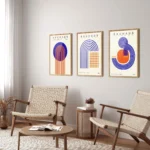 Poster astratto Bauhaus arancione e blu su tela - immagine 6